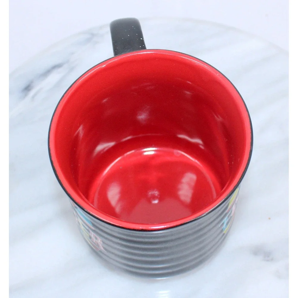 Sheffield Home All Together Now Ribbed Coffee Mug Black Red Interior Ceramic - Picture 5 of 6